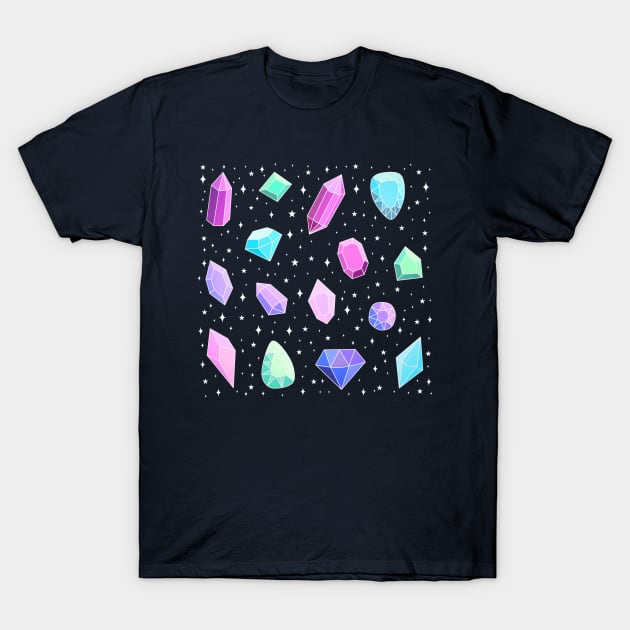 Cute colorful crystals and gems pattern T-Shirt by Yarafantasyart